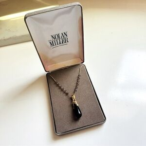 NIB VTG Nolan Miller Glamour Collection Black and Gold Pendant Necklace